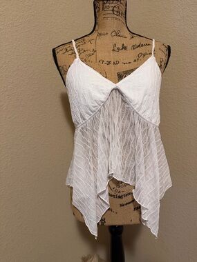 shosho White V-Neck Handkerchief Hem Camisole